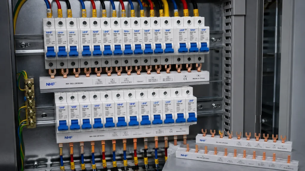 pin type and fork type busbar in mcb panel